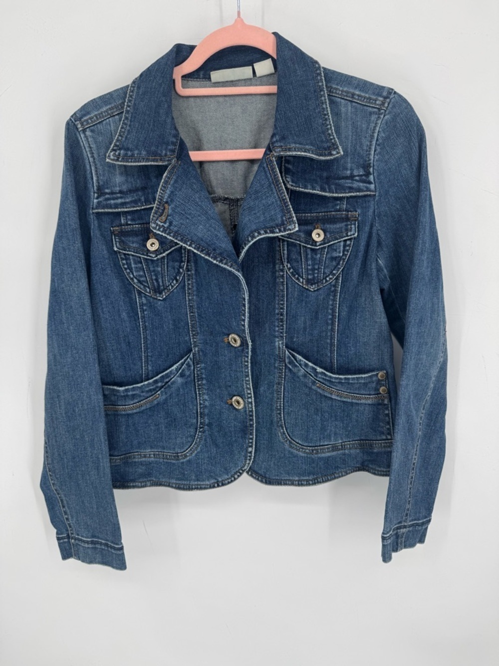 DKNY Women's Y2K Classic Denim Jean Jacket Layer Fall Winter Basic Size Medium